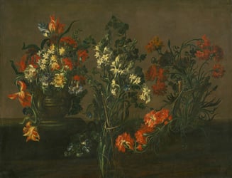 Fine art painting of flowers with dark background